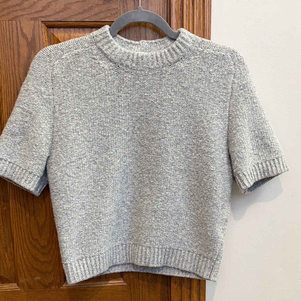 Abercrombie & Fitch Gray & White Cotton Blend Sweater Small Normcore Cottagecore - Picture 1 of 13